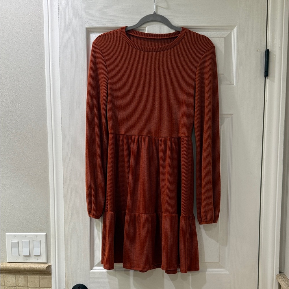Rust Long Sleeve Kids Dress